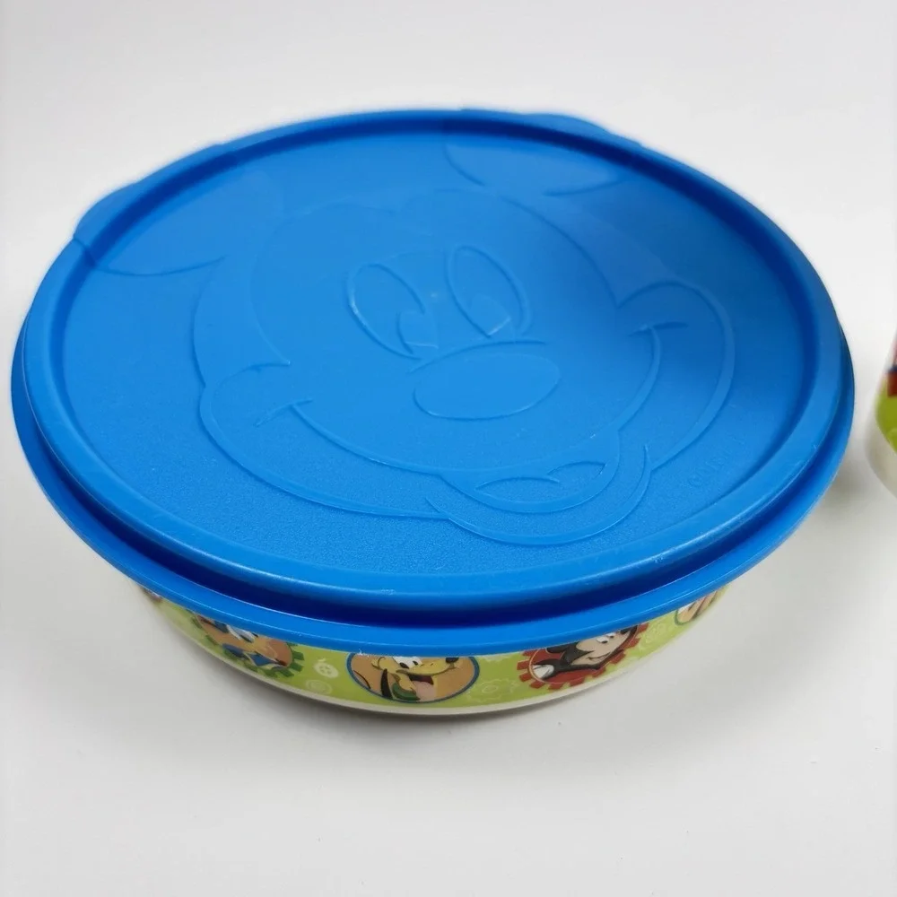 Tupperware Mickey Mouse & Friends Cereal Bowl and Beverage Cup Both‎ With Lids